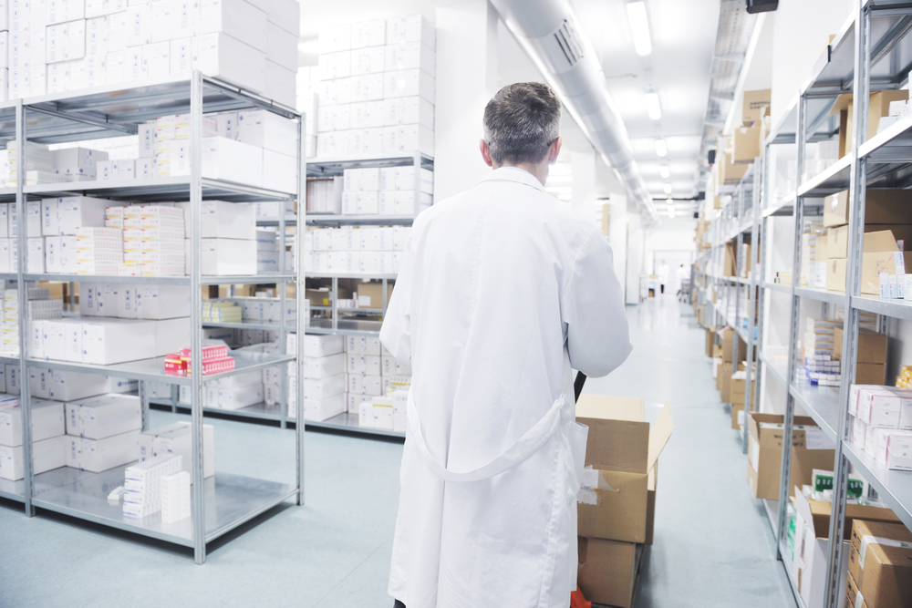 Clean and organized pharmaceutical distribution warehouse
